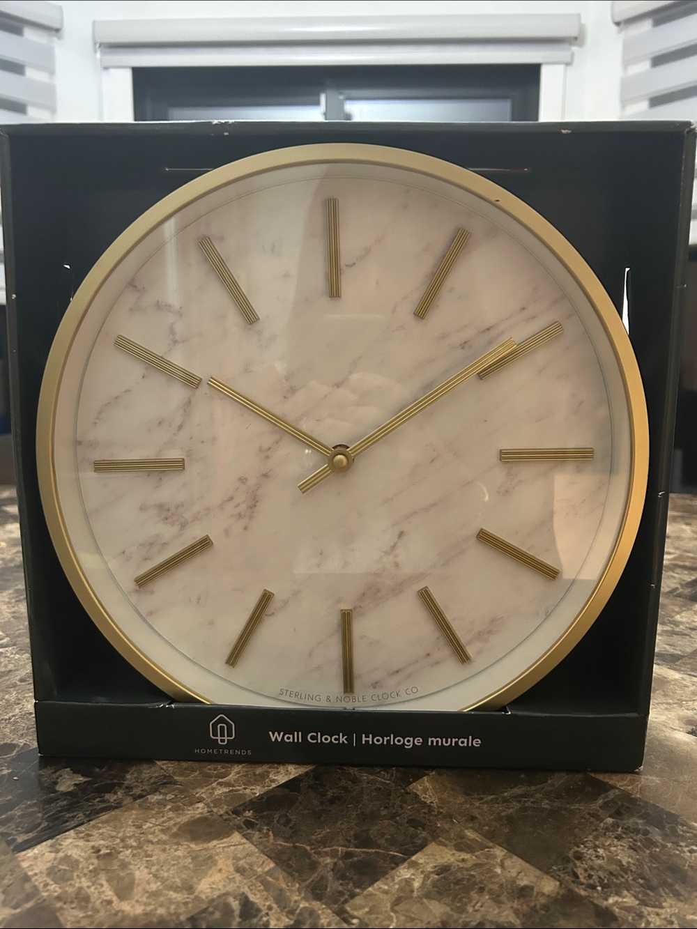 NWT 🆕 Hometrends Gold Marble Wall Clock 11.5x1.9 in